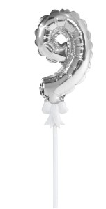 Balon foliowy na patyczku nr 9 srebrny