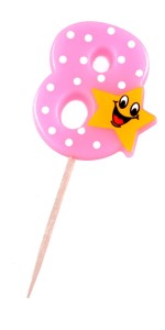 Świeczka cyferka z gwiazdką nr 8