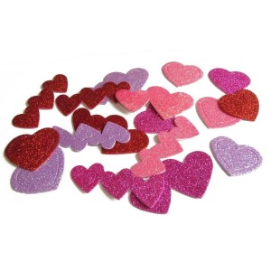 Piankowe serduszka brokatowe - naklejki (45 szt.)