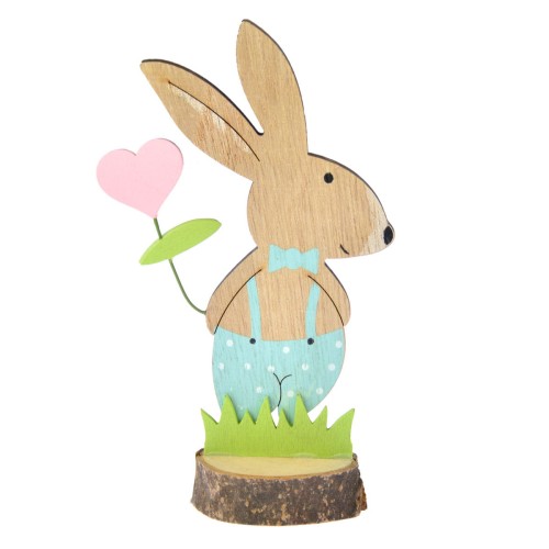 Drewniana dekoracja - zajączek na pniu