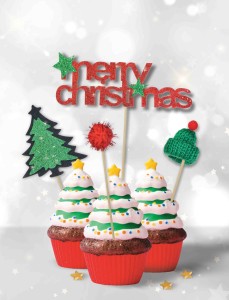 Dekoracja ciasta - Merry Christmas (4 szt.)