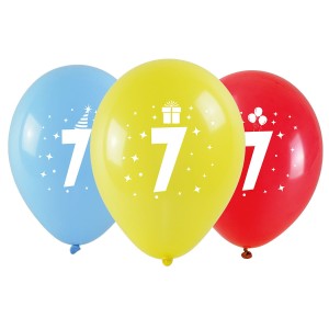 Balony z nadrukiem cyferki - 7 (3 szt.)