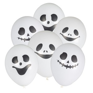 Balony z halloweenowym nadrukiem - duszki (6 szt.)