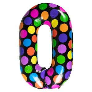 Balon foliowy cyferka w kropki nr 0