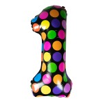 Balon foliowy cyferka w kropki nr 1