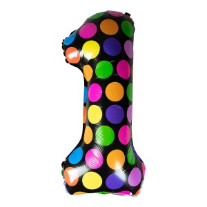 Balon foliowy cyferka w kropki nr 1