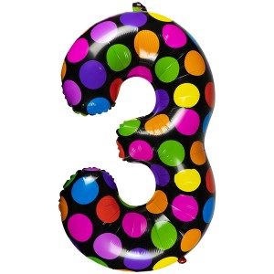 Balon foliowy cyferka w kropki nr 3
