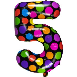 Balon foliowy cyferka w kropki nr 5