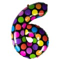 Balon foliowy cyferka w kropki nr 6