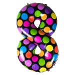 Balon foliowy cyferka w kropki nr 8