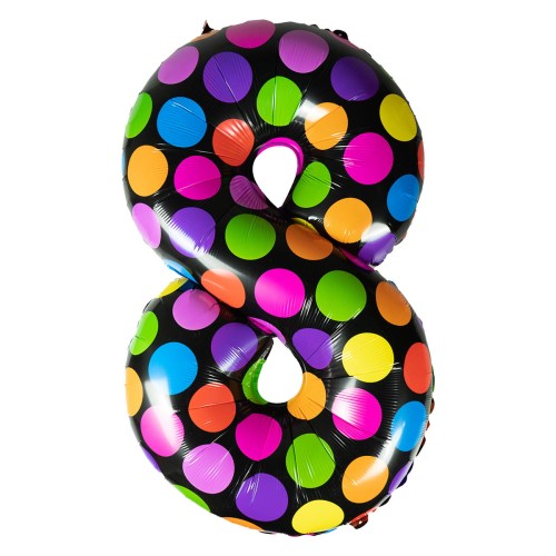 Balon foliowy cyferka w kropki nr 8