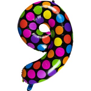Balon foliowy cyferka w kropki nr 9