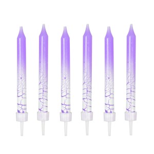 Świeczki urodzinowe z efektem spękania (6 szt.) fioletowe