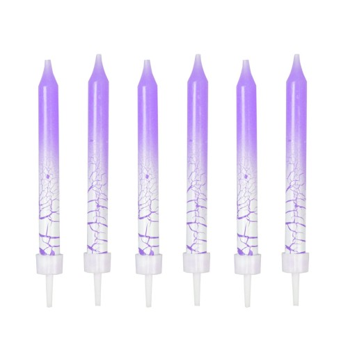Świeczki urodzinowe z efektem spękania (6 szt.) fioletowe
