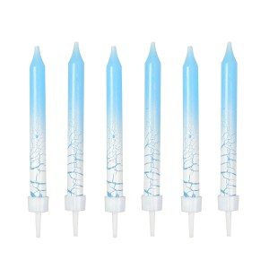 Świeczki urodzinowe z efektem spękania (6 szt.) niebieskie