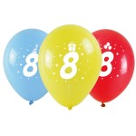 Balony z nadrukiem cyferki - 8 (3 szt.)