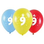 Balony z nadrukiem cyferki - 9 (3 szt.)