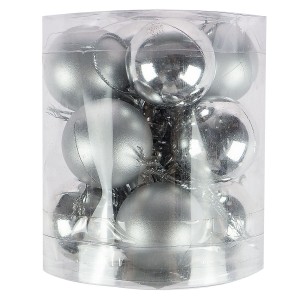 Bombki nietłukące w tubie 3 cm (12 szt.) srebrne