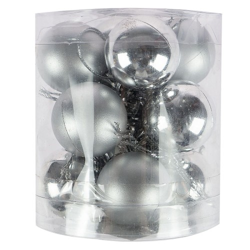 Bombki nietłukące w tubie 3 cm (12 szt.) srebrne