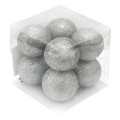 Bombki brokatowe pudełko (8 szt.) srebrne