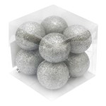 Bombki brokatowe pudełko (8 szt.) srebrne