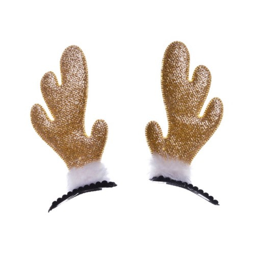 Brokatowe rogi renifera  (2 szt.) złote