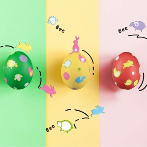 Zestaw do zdobienia pisanek (barwniki 4 szt., arkusz z kolorowymi naklejkami)