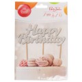 Dekoracja tortu Happy Birthday srebrna - FSC Mix Credit
