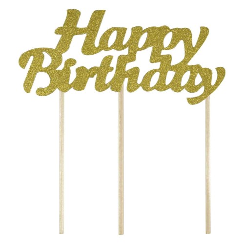 Dekoracja tortu Happy Birthday złota - FSC Mix Credit