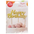 Dekoracja tortu Happy Birthday złota - FSC Mix Credit