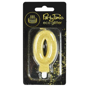 Świeczka cyferka z eko-brokatem nr 0