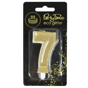 Świeczka cyferka z eko-brokatem nr 7