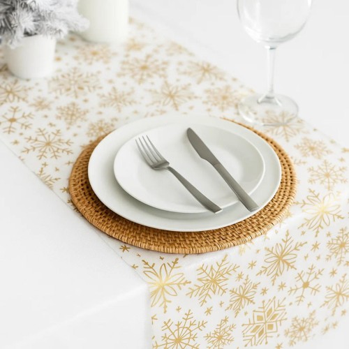 Bieżnik świąteczny (240 cm) śnieżynki @.jpg