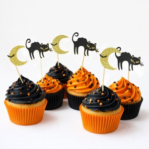 Dekoracja ciasta - czarne koty (6 szt.)