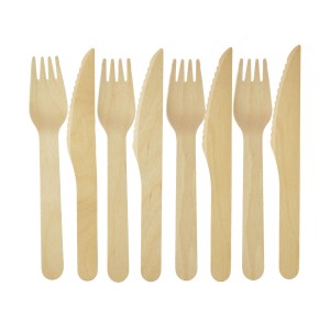 Sztućce drewniane - nóż, widelec Kapibara (4 kpl.) - FSC 100%