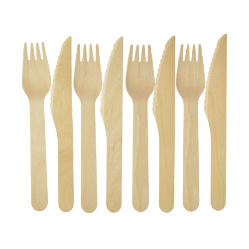 Sztućce drewniane - nóż, widelec Kapibara (4 kpl.) - FSC 100%