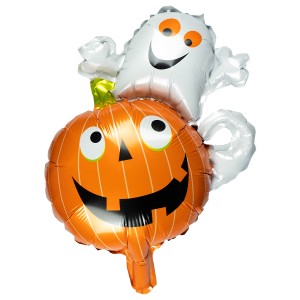 Halloweenowy balon foliowy figurka - dynia i duszek