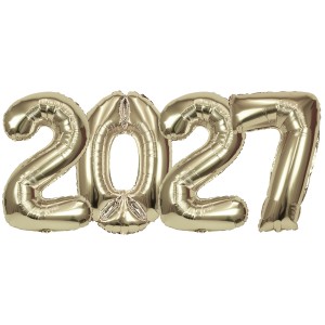Zestaw balonów foliowych 2027 - szampański złoty