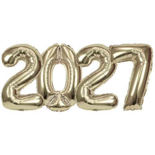 Zestaw balonów foliowych 2027 - szampański złoty