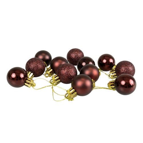 Bombki mini  (12 szt.) bordowe