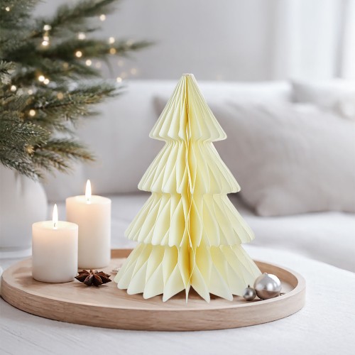 Choinka kremowa - papierowa dekoracja (25 cm)